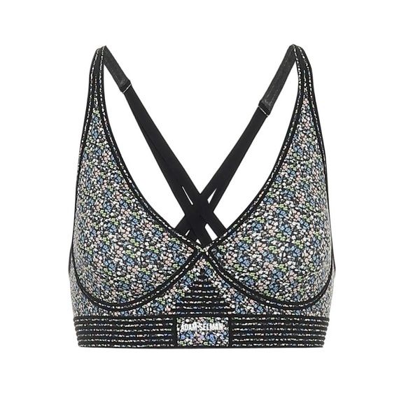 Adam Selman Sport- Multicolored Floral Banded Adjustable Sports Bra - Picture 1 of 4